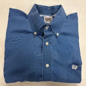 Cinch Men's Blue, Black and White Shirt, Size L